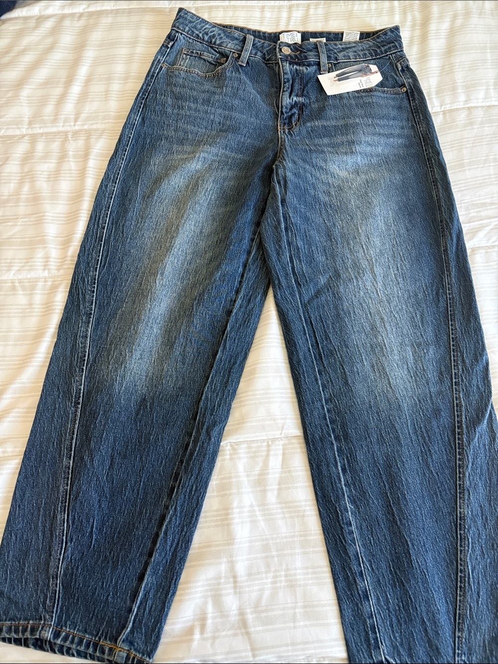 Time and Tru High-Rise Wide Leg Jeans - Dark Blue